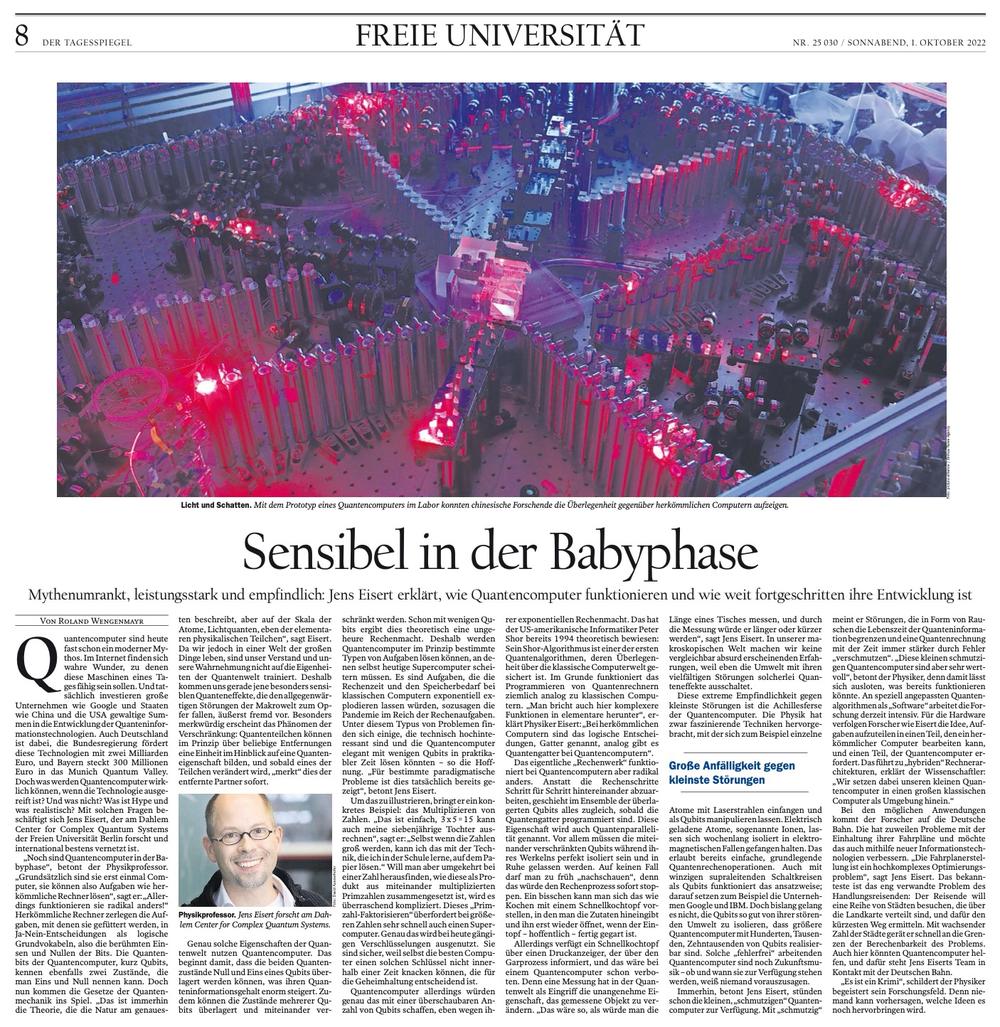 An article on quantum computing in the Tagesspiegel.