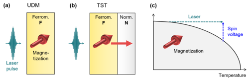 Figure 2: Ultrafast demagnetization (UDM) and THz spin transport (TST) 